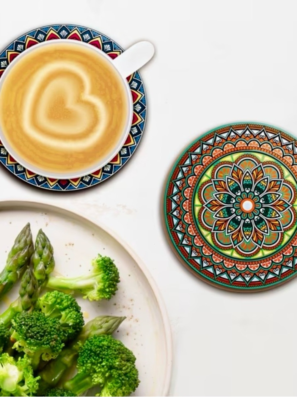 Colorful Mandala Wooden  Coaster Set - Multicolor 8pcs - Picture 8 of 8